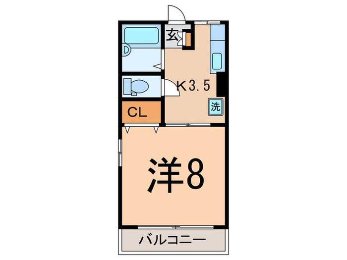 ミネハイム(1K/2階)の間取り写真