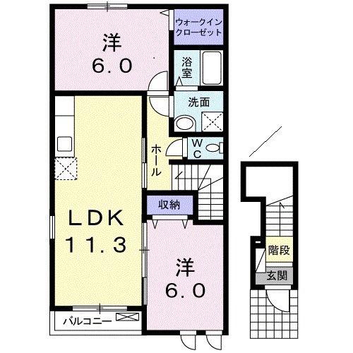 K HOUSE(2LDK/2階)の間取り写真
