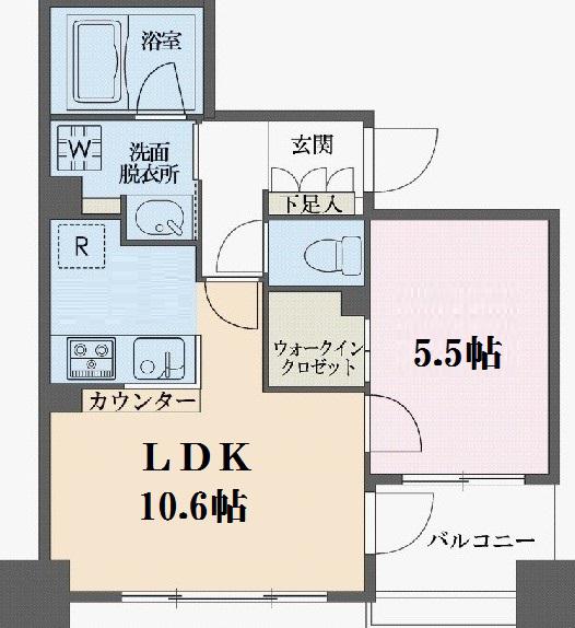 ドゥーエ新川(1LDK/2階)の間取り写真