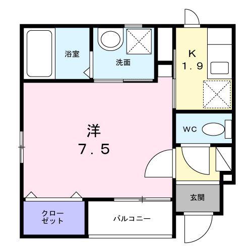 本町1丁目アパート(1K/1階)の間取り写真