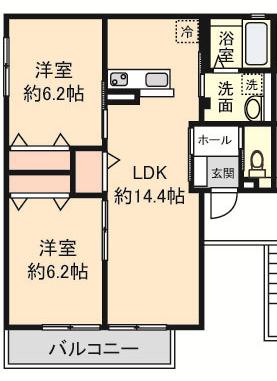 パルク西山台(2LDK/2階)の間取り写真