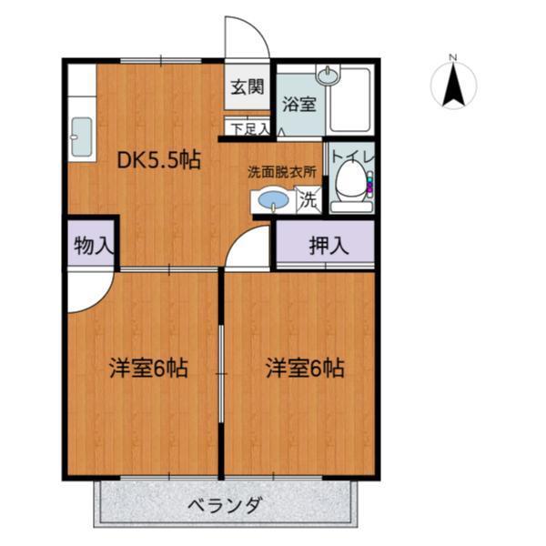 イトーコーハイツ(2DK/1階)の間取り写真