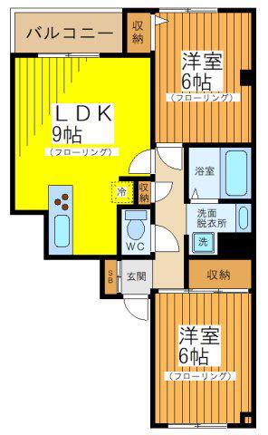 エクセル赤堤(2LDK/2階)の間取り写真