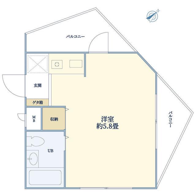 アーヴィンヒルズ藤沢(ワンルーム/2階)の間取り写真