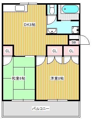 片川コーポ(2DK/3階)の間取り写真