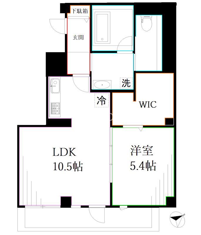 スマート・グラン 荻窪(1LDK/5階)の間取り写真