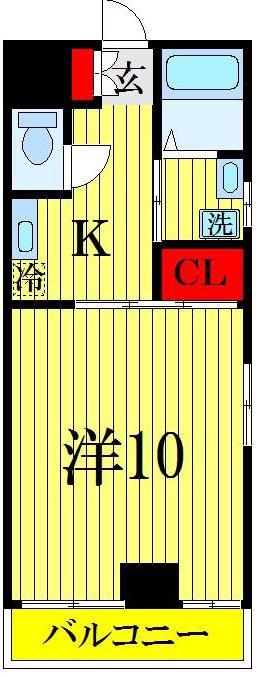 第8横土ビル(1K/4階)の間取り写真