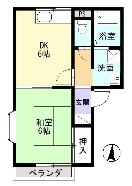 中津川グリーンハイツ(1DK/1階)の間取り写真