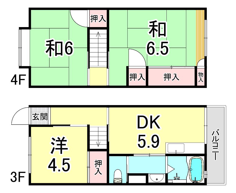 高丸ビル B棟(3DK/3階)の間取り写真