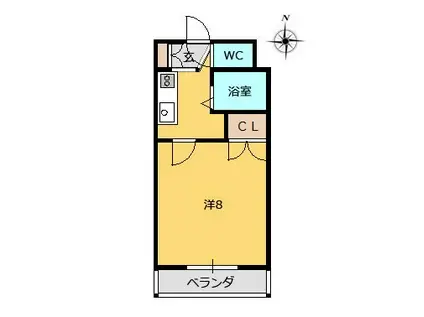 カリオン(1K/2階)の間取り写真