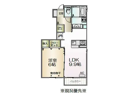 セジュール上徳間 C棟(1LDK/1階)の間取り写真