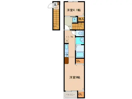 ドゥ・アネッサVIIIA棟(1LDK/2階)の間取り写真