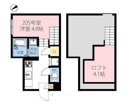 ライゼスト幕張(ワンルーム/2階)の間取り写真