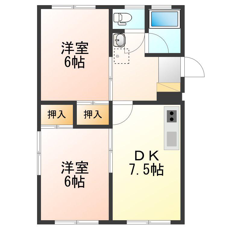 あこやコーポラスA棟(2DK/1階)の間取り写真
