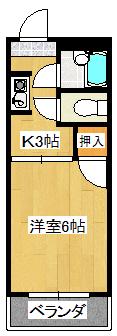 フリーデンハイム平和(1K/3階)の間取り写真