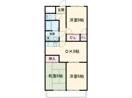 ラ・グラシューズ(3DK/4階)の間取り写真