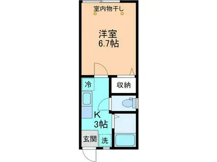 クランベール(1K/2階)の間取り写真