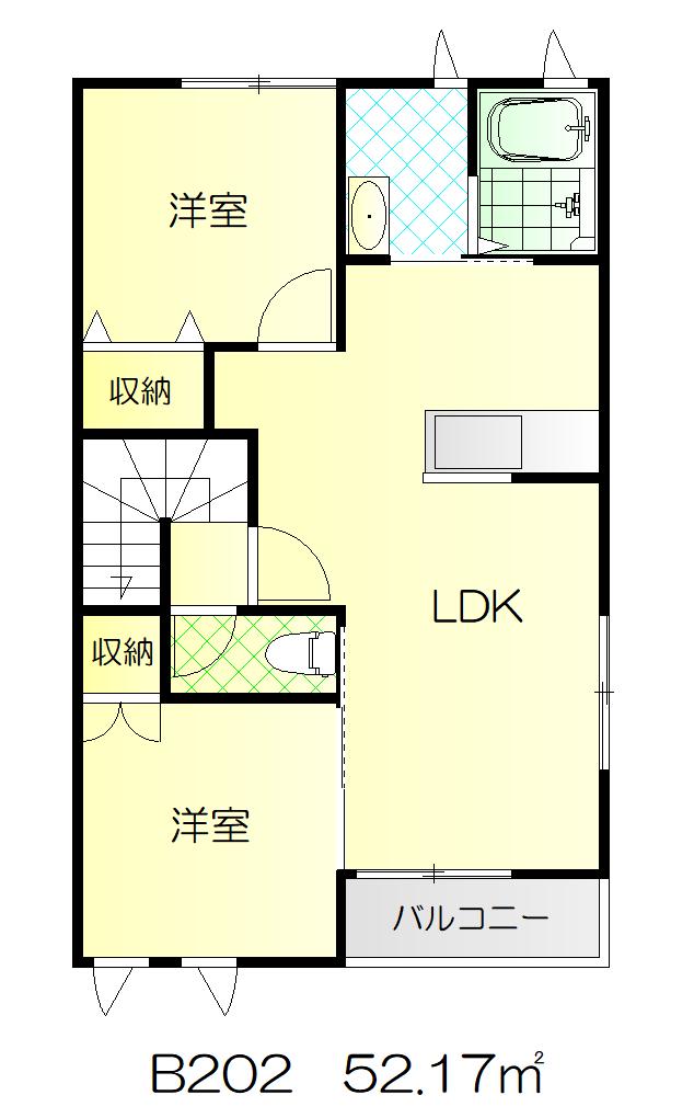 カーサソレイユ B(2LDK/2階)の間取り写真