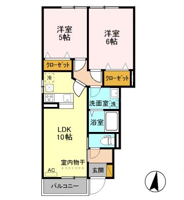 ファミールV 101(2LDK/1階)の間取り写真
