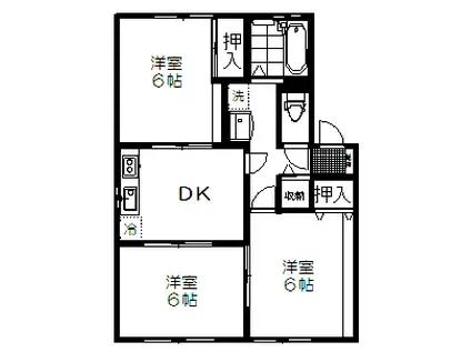 サンライフ山脈(3DK/1階)の間取り写真