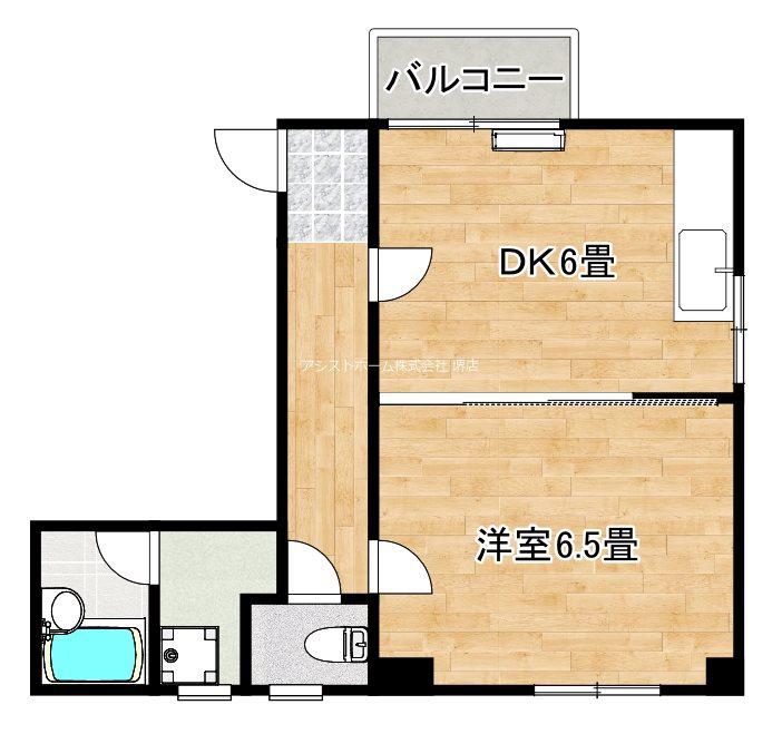 新在家マンション(1DK/4階)の間取り写真