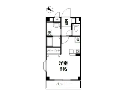 カルフール亜里巣(ワンルーム/1階)の間取り写真