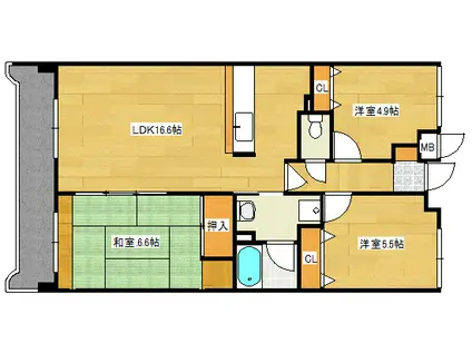 カーサ古江(3LDK/2階)の間取り写真