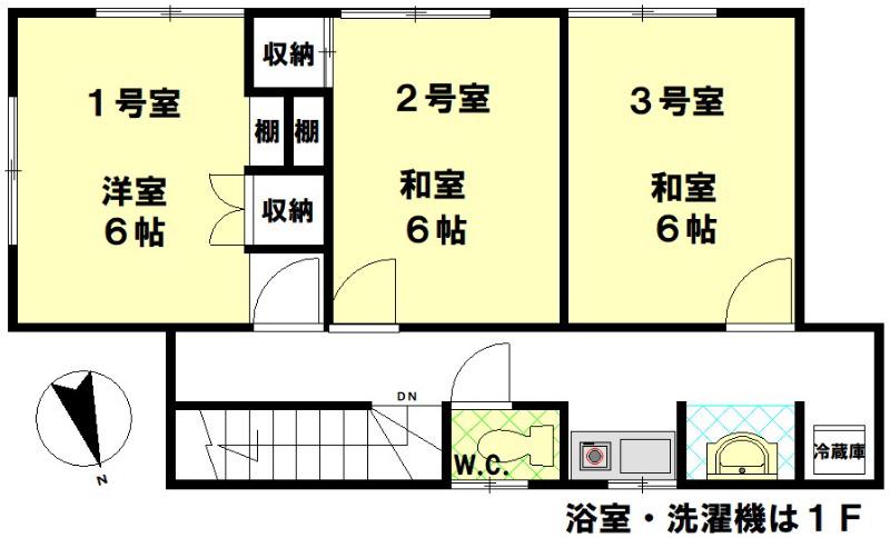 宝角アパート(ワンルーム/2階)の間取り写真