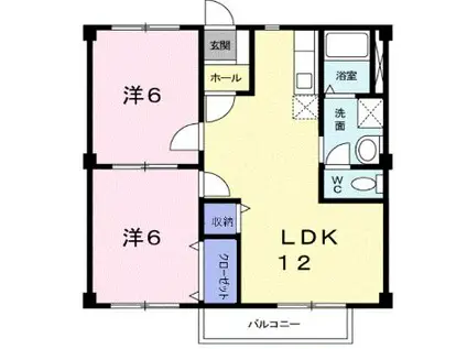 ニューシティ聖A(2LDK/2階)の間取り写真