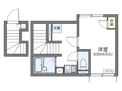 レオネクストシエロ長崎(1K/2階)の間取り写真