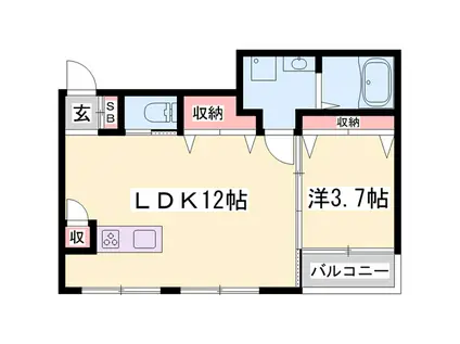 コティ姫路北条(1LDK/1階)の間取り写真