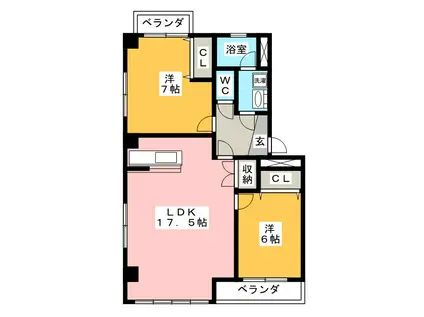 コーポソウミヤ(2LDK/2階)の間取り写真