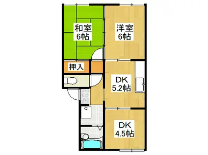 ＪＲ鹿児島本線 玉名駅 徒歩20分 2階建 築34年(3DK/1階)の間取り写真