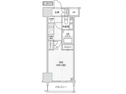レジディア笹塚2(1K/2階)の間取り写真