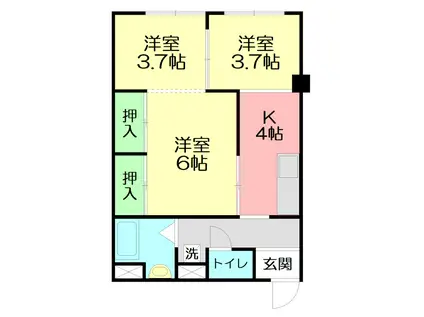平塚紅谷座ビル(1DK/4階)の間取り写真