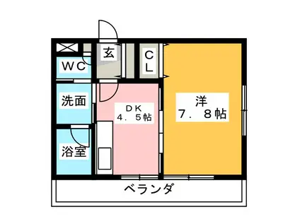 シャンツェ志都呂(1DK/1階)の間取り写真
