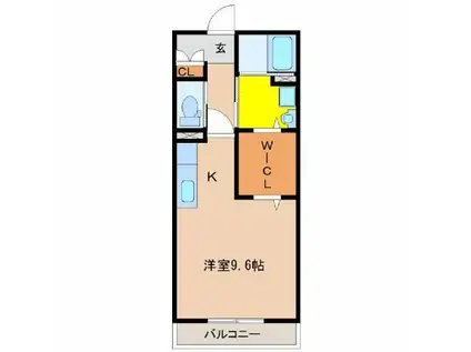コンフォート吉村(ワンルーム/2階)の間取り写真