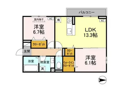 D-RESIDENCE・K川北(2LDK/3階)の間取り写真