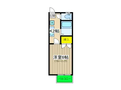 ビューハイム岡本(1K/2階)の間取り写真