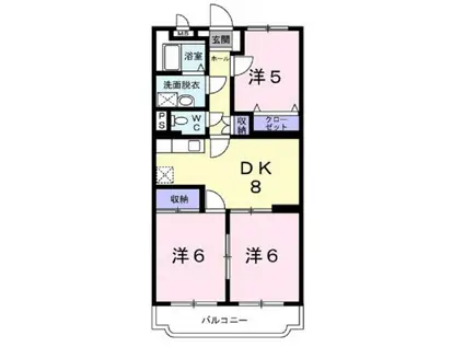 ファミールK向山II(3DK/4階)の間取り写真