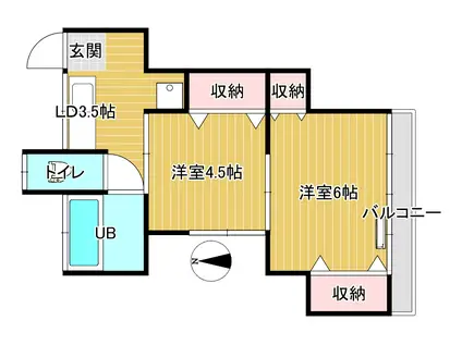 京成本線 大神宮下駅 徒歩4分 2階建 築38年(2DK/1階)の間取り写真