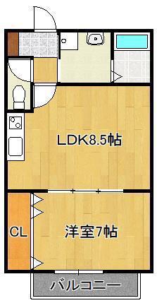 トレゾア湯川新町 A棟(1LDK/2階)の間取り写真