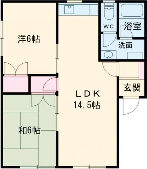 ハイツ木村(2LDK/1階)の間取り写真