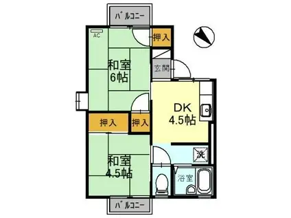 ハイム松が丘(2DK/2階)の間取り写真