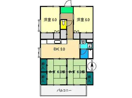 サンハイツ小松(4LDK/3階)の間取り写真