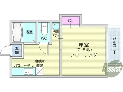 カーサ大内(1K/2階)の間取り写真