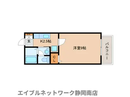 プルメリア(1K/2階)の間取り写真