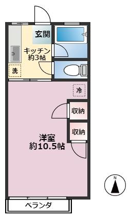 北浦和ハウス(1K/2階)の間取り写真