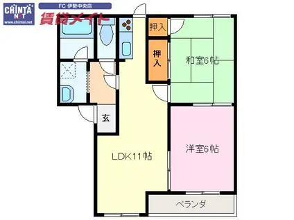 おれんじハウス(2LDK/1階)の間取り写真