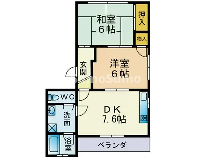 シャインスリー(2DK/3階)の間取り写真